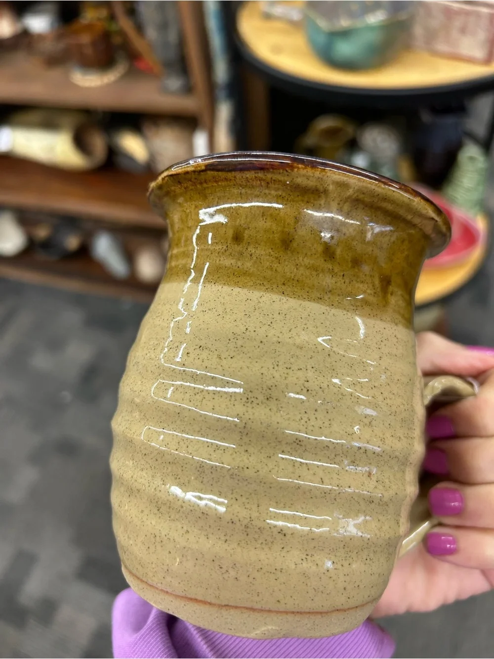 Handmade Creamy Tan Ceramic Mug - Artisan Home Accent ceramic face whimsical
